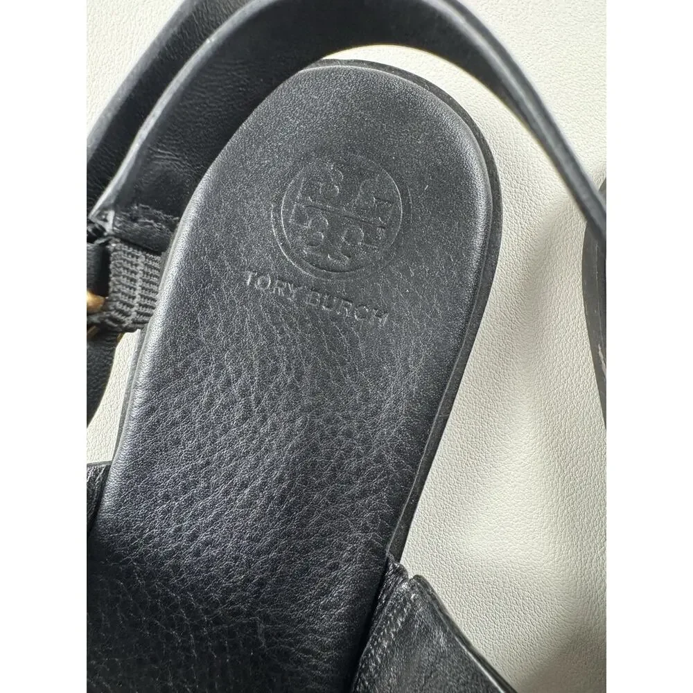 Tory Burch Sandals Womens Size 10 Black Benton 2 Flat Thong Flats